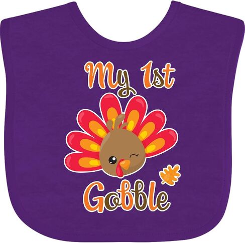 inktastic My 1st Gobble with Turkey Face Baby Bib in Saudi Arabia