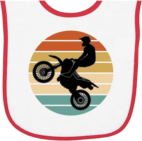 inktastic Dirt Biking Motocross Retro Baby Terry Cloth Bib in Saudi Arabia