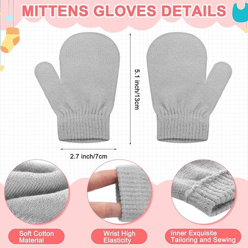 SATINIOR 3 Set Toddler Hat Glove Set, Kids Winter Hats Warm Knitted Beanie Mittens Gloves with Bow for Baby Girls Boys 0-6Y in Saudi Arabia