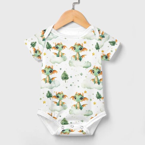 Fairytale Dragon Green Trees Baby Bodysuits Cute Dragons Moon Cloud Stars Pine Baby Romper Bodysuit in Saudi Arabia