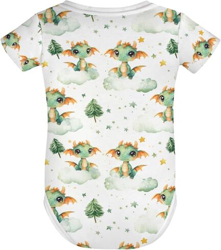 Fairytale Dragon Green Trees Baby Bodysuits Cute Dragons Moon Cloud Stars Pine Baby Romper Bodysuit in Saudi Arabia