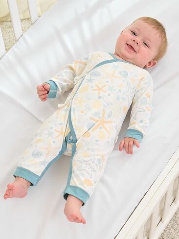 BINIDUCKLING Newborn Kimono Side Tie Wrap Over Long Sleeve Romper in Saudi Arabia