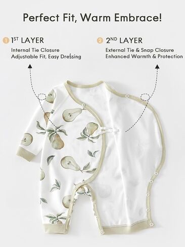 BINIDUCKLING Newborn Kimono Side Tie Wrap Over Long Sleeve Romper in Saudi Arabia