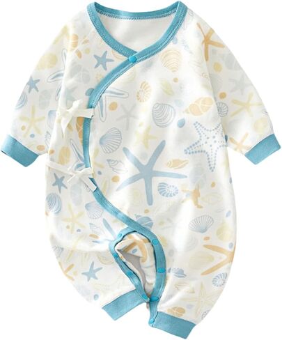 BINIDUCKLING Newborn Kimono Side Tie Wrap Over Long Sleeve Romper in Saudi Arabia