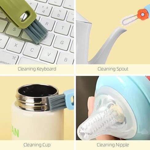 9 Pcs 3 in 1 Cup Lid Cleaning Brush, Multifunctional Bottle Cleaning Brush, Cup Lid Gap Cleaner for Home Kitchen in Kuwait