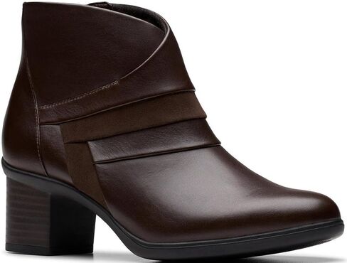 Clarks Women's Shaya Sky Dress Boot, Dark Brown Leather, Size 8.5 Wide in Saudi Arabia