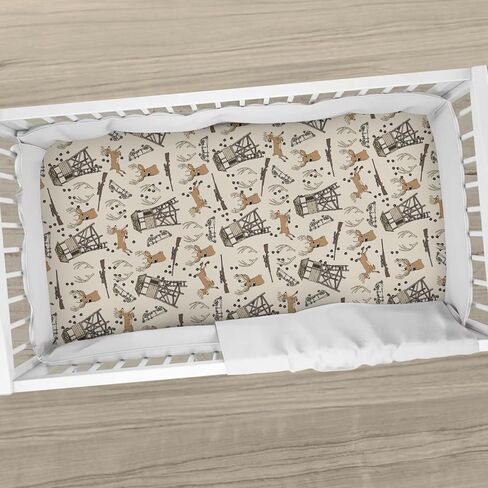 Deer Hunting Baby Crib Sheets Hunter Tree Stand Soft Breathable Baby Sheets Wild Animals Hunter Fitted Crib Mattress Cover for Standard Mattress 28x52in in Kuwait