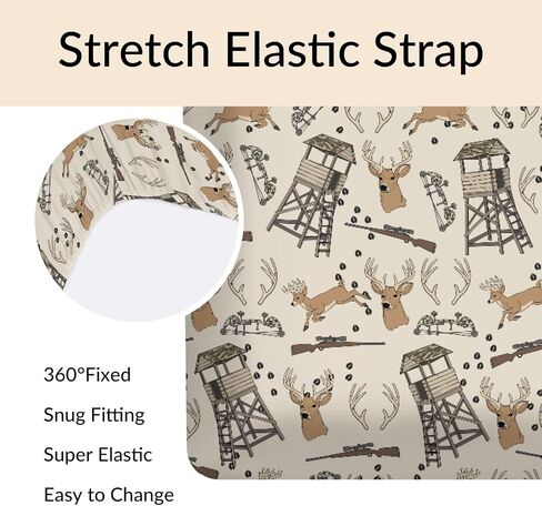 Deer Hunting Baby Crib Sheets Hunter Tree Stand Soft Breathable Baby Sheets Wild Animals Hunter Fitted Crib Mattress Cover for Standard Mattress 28x52in in Kuwait