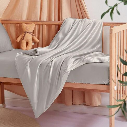 ملاءات سرير أطفال من الحرير العضوي للأطفال - 22 Momme Mulberry Silk، مضادة للحساسية، مجموعة ملاءات سرير مناسبة للأطفال البنات والصبيان، معتمدة من Oeko-Tex، ناعمة على شعر الطفل، حرير طبيعي (ليس ساتان) (وردي) in Kuwait