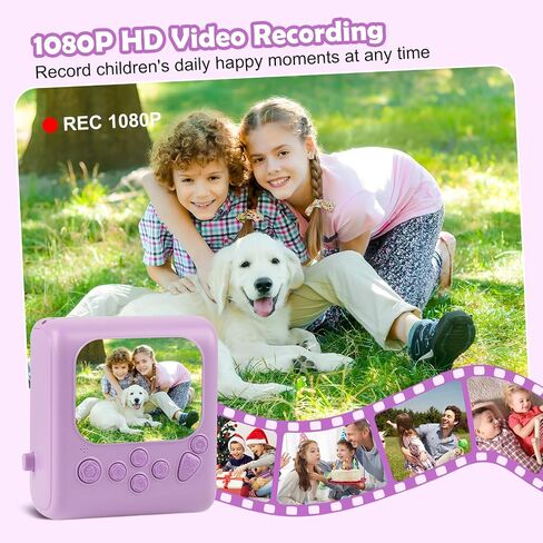 Kids Instant Print Camera,1080P Digital Camera for Kids with 32GB Card & 3 Rolls Printing Paper,4 6 7 8 9 10 Year Old Girls Boys Christmas Birthday Gifts, Instant Print Toys for Girls 6-8 8-10(Purple) in Saudi Arabia