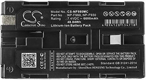 متوافقة مع بطارية سوني NP-F970/B، NP-F975، XL-B2، XL-B3، CCD-TR718E، CCD-TR728، CCD-TR730E، CCD-TR76، CCD-TR760E، CCD-TR818، CCD-TR840E، CCD-TR845E (6600 مللي أمبير) in Kuwait