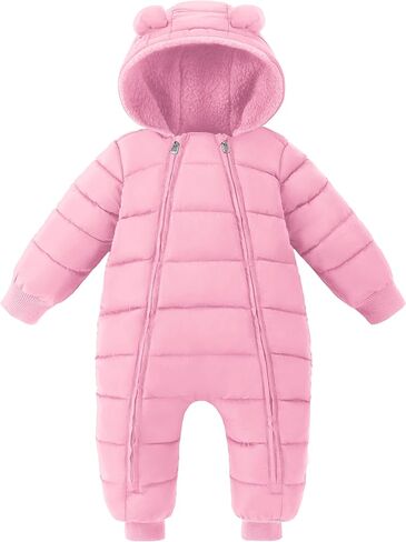 XMWEALTHY Baby Snowsuit Toddler Girl Clothes Cute Hooded Double Zipper Boys Winter Coat Unisex Romper for Infant in Saudi Arabia