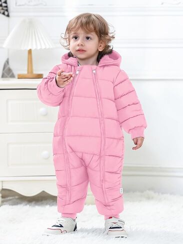 XMWEALTHY Baby Snowsuit Toddler Girl Clothes Cute Hooded Double Zipper Boys Winter Coat Unisex Romper for Infant in Saudi Arabia