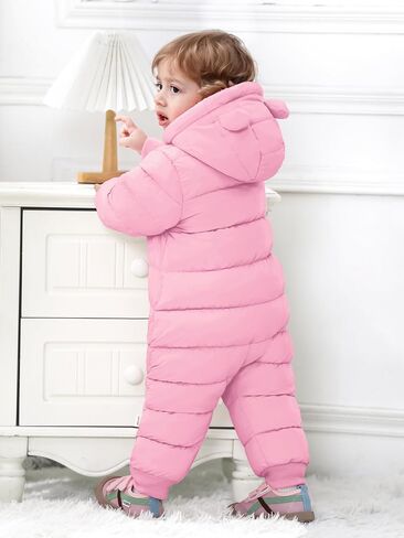 XMWEALTHY Baby Snowsuit Toddler Girl Clothes Cute Hooded Double Zipper Boys Winter Coat Unisex Romper for Infant in Saudi Arabia