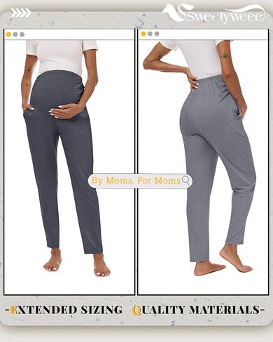 3 Pack Women's Maternity Pants | Pregnancy Leggings, Over The Belly, Wide Waist, Pocket, Ruched, Work Casual Trouser, Office, Travel in Saudi Arabia