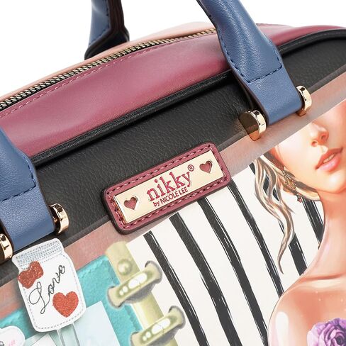 Nicole Lee Nikky Bag Nostalgia Satchel Handbag, Floral Print, Eco-Leather, Zipper Closure, Removable Shoulder Strap, Dual Handles, Fall (NOSTALGIA) in Saudi Arabia