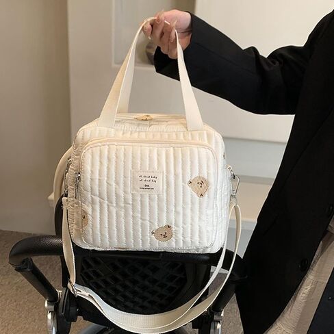 Stylish Embroidered Maternity Bag For Mom Spacious Baby Diaper Hand Bag Infants Travel Organizers Mummy Handbag in Saudi Arabia