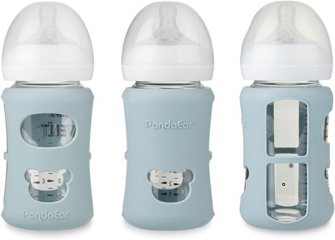 مجموعة من 3 أكمام من السيليكون من PandaEar لزجاجات الأطفال المصنوعة من الزجاج الطبيعي من Philips Avent سعة 8 أونصة، حامل زجاجات مقاوم للكسر والحرارة، خالٍ من مادة BPA، متوافق مع زجاجات Avent الزجاجية سعة 8 أونصة، أزرق وأخضر وبيج in Kuwait