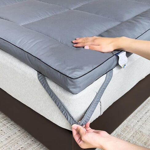 Soulzzz Grey Mattress Pad Cover Soft Extra Thick Cooling Mattress Topper Pillow Breathable Top Mattress Cover Quilted Fitted Mattress Protector for Bed 48x80x4 in Saudi Arabia