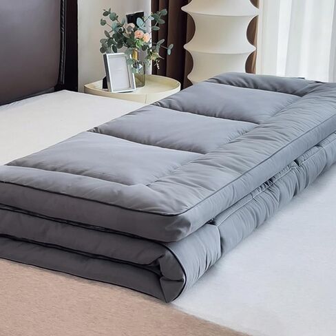 Soulzzz Grey Mattress Pad Cover Soft Extra Thick Cooling Mattress Topper Pillow Breathable Top Mattress Cover Quilted Fitted Mattress Protector for Bed 48x80x4 in Saudi Arabia