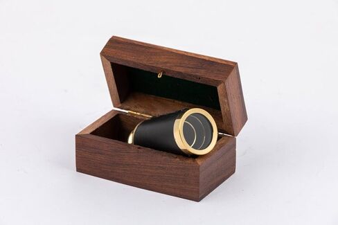 Vintage Brass Telescope with Wooden Storage Box, Decorative Nautical Maritime Spyglass, Antique Style Collectible 6 inch in Saudi Arabia