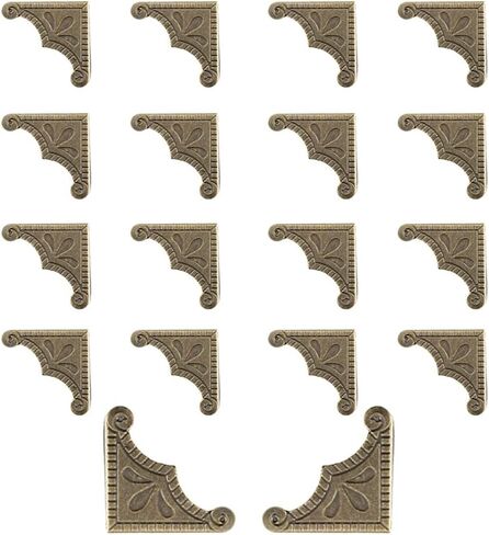 24 Pcs Metal Corner Guard Decorative Edge Safety Protector for Cabinets Furniture Tables Jewellery Boxes Cases (Bronze Medium) in Kuwait