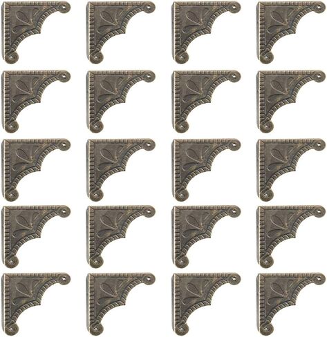 24 Pcs Metal Corner Guard Decorative Edge Safety Protector for Cabinets Furniture Tables Jewellery Boxes Cases (Bronze Medium) in Saudi Arabia