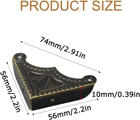 24 Pcs Metal Corner Guard Decorative Edge Safety Protector for Cabinets Furniture Tables Jewellery Boxes Cases (Bronze Medium) in Saudi Arabia