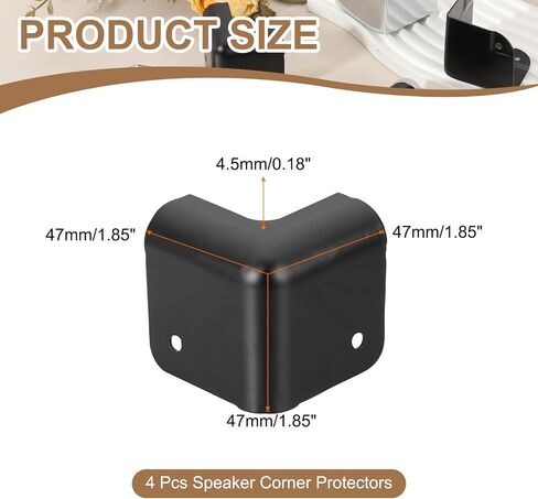 uxcell 4 Pcs 1.22" x 1.22" Speaker Corner Protectors, Iron Box Corner Edge Guard for Speaker, Guitar, Stage, Cabinets, Accessories Replacement, Black in Saudi Arabia