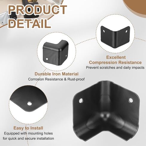 uxcell 4 Pcs 1.22" x 1.22" Speaker Corner Protectors, Iron Box Corner Edge Guard for Speaker, Guitar, Stage, Cabinets, Accessories Replacement, Black in Saudi Arabia