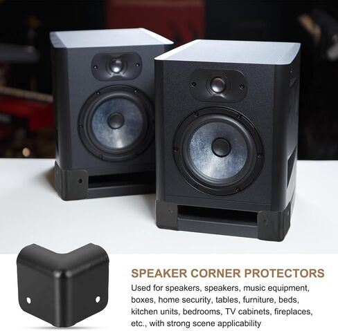 uxcell 4 Pcs 1.22" x 1.22" Speaker Corner Protectors, Iron Box Corner Edge Guard for Speaker, Guitar, Stage, Cabinets, Accessories Replacement, Black in Saudi Arabia