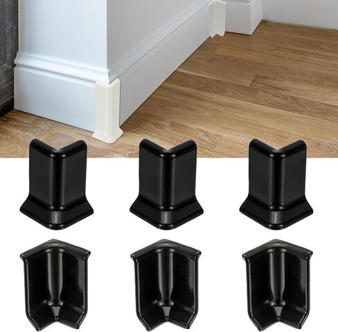 uxcell Self Adhesive Baseboard Corner Blocks, 3.23 Inch Wall Edge Corner Protector 3 Inside + 3 Outside Corners-Connector for Wall Floor Furniture Edge(Gray) in Saudi Arabia