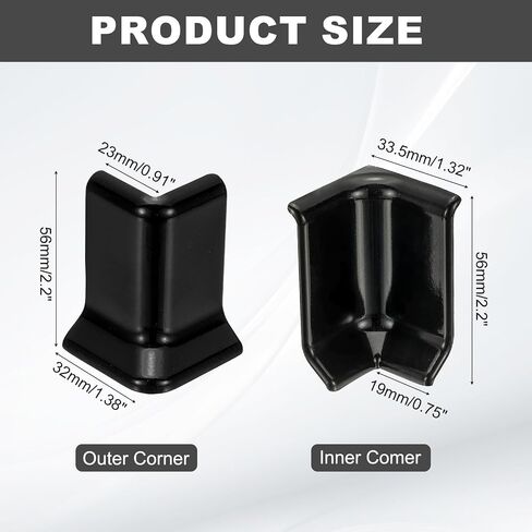 uxcell Self Adhesive Baseboard Corner Blocks, 3.23 Inch Wall Edge Corner Protector 3 Inside + 3 Outside Corners-Connector for Wall Floor Furniture Edge(Gray) in Saudi Arabia