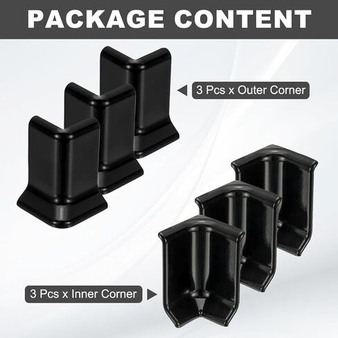 uxcell Self Adhesive Baseboard Corner Blocks, 3.23 Inch Wall Edge Corner Protector 3 Inside + 3 Outside Corners-Connector for Wall Floor Furniture Edge(Gray) in Saudi Arabia
