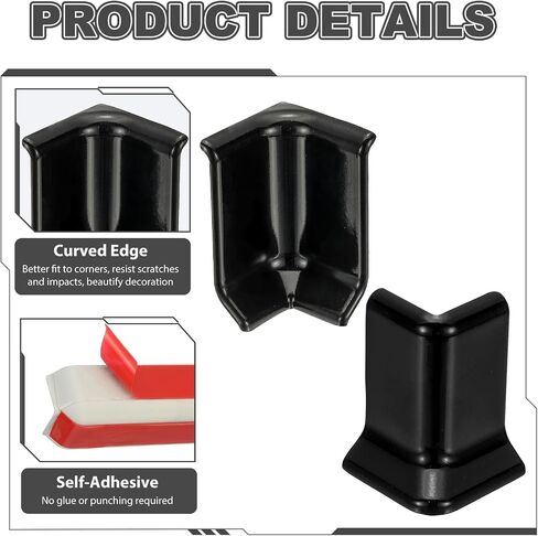 uxcell Self Adhesive Baseboard Corner Blocks, 3.23 Inch Wall Edge Corner Protector 3 Inside + 3 Outside Corners-Connector for Wall Floor Furniture Edge(Gray) in Saudi Arabia