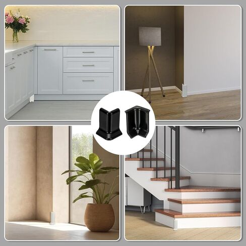 uxcell Self Adhesive Baseboard Corner Blocks, 3.23 Inch Wall Edge Corner Protector 3 Inside + 3 Outside Corners-Connector for Wall Floor Furniture Edge(Gray) in Saudi Arabia