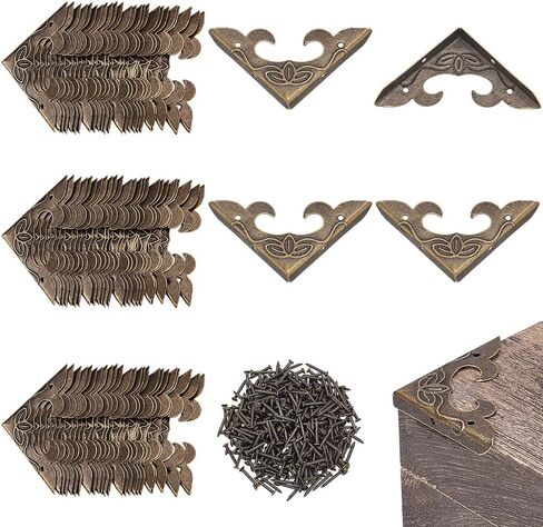 PH PandaHall 80pcs Vintage Corner Protectors Decorative Metal Edge Covers Iron Triangle Furniture Protectors Metal Decorative Brackets with Screws for Wood Box Jewelry Table Home Decor Antique Bronze in Saudi Arabia