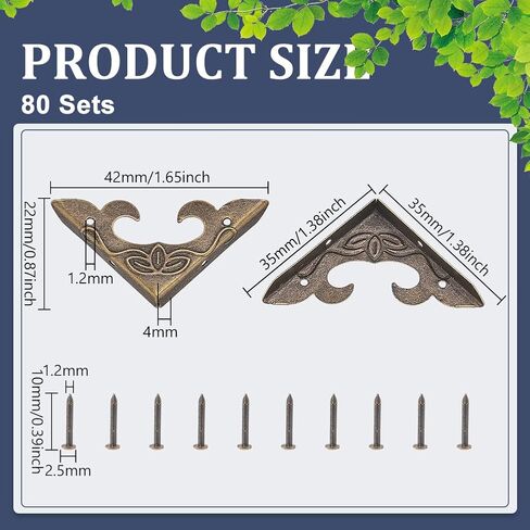 PH PandaHall 80pcs Vintage Corner Protectors Decorative Metal Edge Covers Iron Triangle Furniture Protectors Metal Decorative Brackets with Screws for Wood Box Jewelry Table Home Decor Antique Bronze in Saudi Arabia