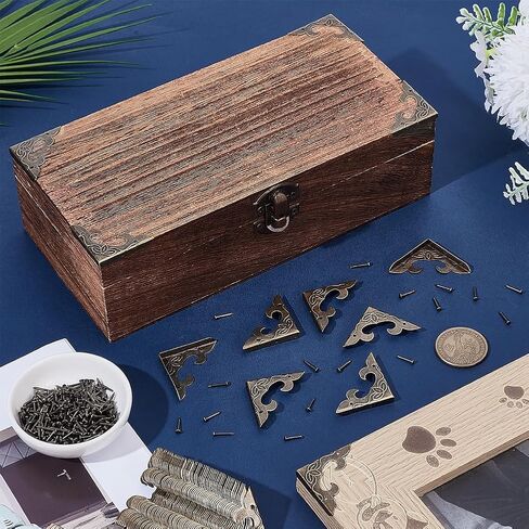 PH PandaHall 80pcs Vintage Corner Protectors Decorative Metal Edge Covers Iron Triangle Furniture Protectors Metal Decorative Brackets with Screws for Wood Box Jewelry Table Home Decor Antique Bronze in Saudi Arabia