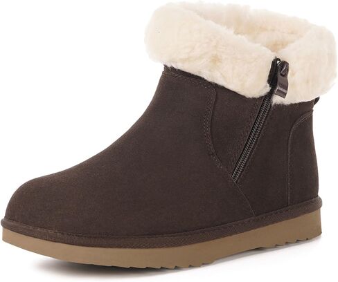 Hsyooes Snow Boots for Women Genuine Suede Leather Winter Boots Water Resistant Warm Booties Fur Lined Ankle Booties Fuzzy Classic Outdoor in Kuwait