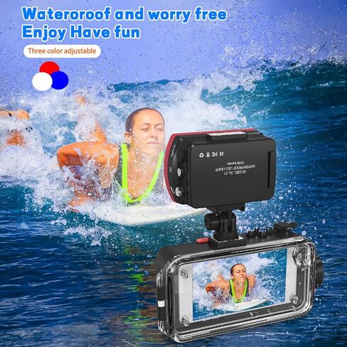 مصباح فيديو LED للغوص، مصباح غوص SL-21 متوافق مع Gopro، مصباح يدوي مقاوم للماء بطول 130 قدم/40 متر باللون الأبيض والأحمر والأزرق، ومصابيح ملء الكاميرا تحت الماء 3500 لومن مع محول YS برأس كروي in Kuwait