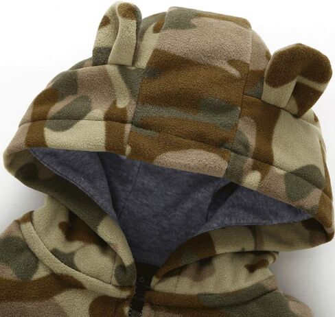 Baby camo Fleece Bodysuit Army Infant One Piece Camouflage Hooded Zipper Romper Outerwear Newborn Outfit in Saudi Arabia