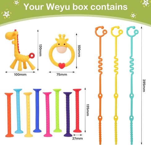 ألعاب Weyú Baby الحسية - ألعاب شفط للكراسي العالية، تخفيف تسنين الطفل، أنسجة حسية، أشرطة ألعاب للأطفال، أساسيات السفر للرضع والأطفال الصغار والأطفال المصابين بالتوحد in Saudi Arabia
