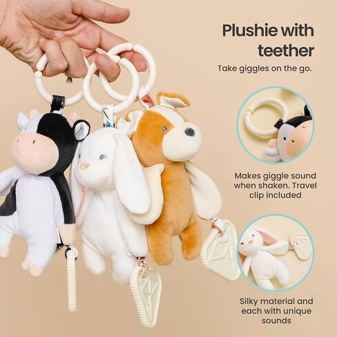 Copper Pearl On-The-Go Plush: Clip On Baby Toys for Travel, Soft Stuffed Bunny Plush with Teether for Sensory Development - Bella Bunny in Saudi Arabia
