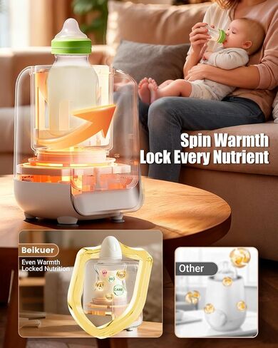 12-in-1 Baby Bottle Warmer for Breastmilk, 98°F 2m Fast Heating Milk Warmers, 24H Locks Nutrients with 360° Swirlable Heat, Precise Even Warming & Temperature Control, Fits All Bottles, Bags, Jars in Saudi Arabia