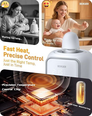 12-in-1 Baby Bottle Warmer for Breastmilk, 98°F 2m Fast Heating Milk Warmers, 24H Locks Nutrients with 360° Swirlable Heat, Precise Even Warming & Temperature Control, Fits All Bottles, Bags, Jars in Saudi Arabia