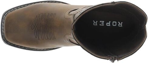 ROPER Womens Shayla Embroidered Square Toe Zippered Casual Boots Ankle Low Heel 1-2" - Brown in Saudi Arabia