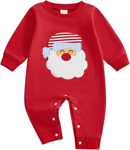 Infant Baby boy Christmas Outfit Santa Claus Long Sleeve Romper Newborn Boy One Piece Jumpsuit in Saudi Arabia