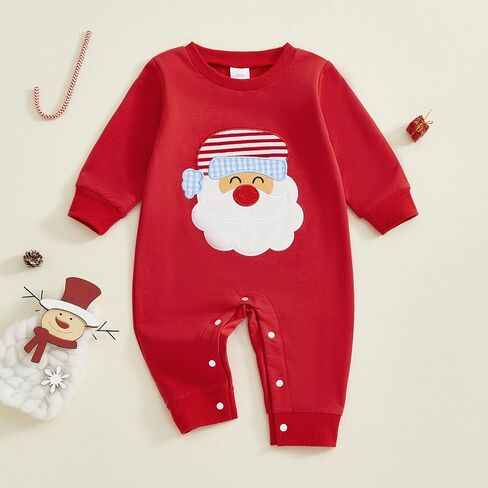 Infant Baby boy Christmas Outfit Santa Claus Long Sleeve Romper Newborn Boy One Piece Jumpsuit in Saudi Arabia