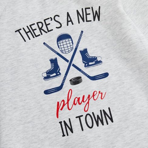Baby Boy Girl Hockey Outfit New Player in Town Crew Neck Long Sleeve Daddy Hockey Jumpsuit Newborn Fall Winter Clothes in Saudi Arabia